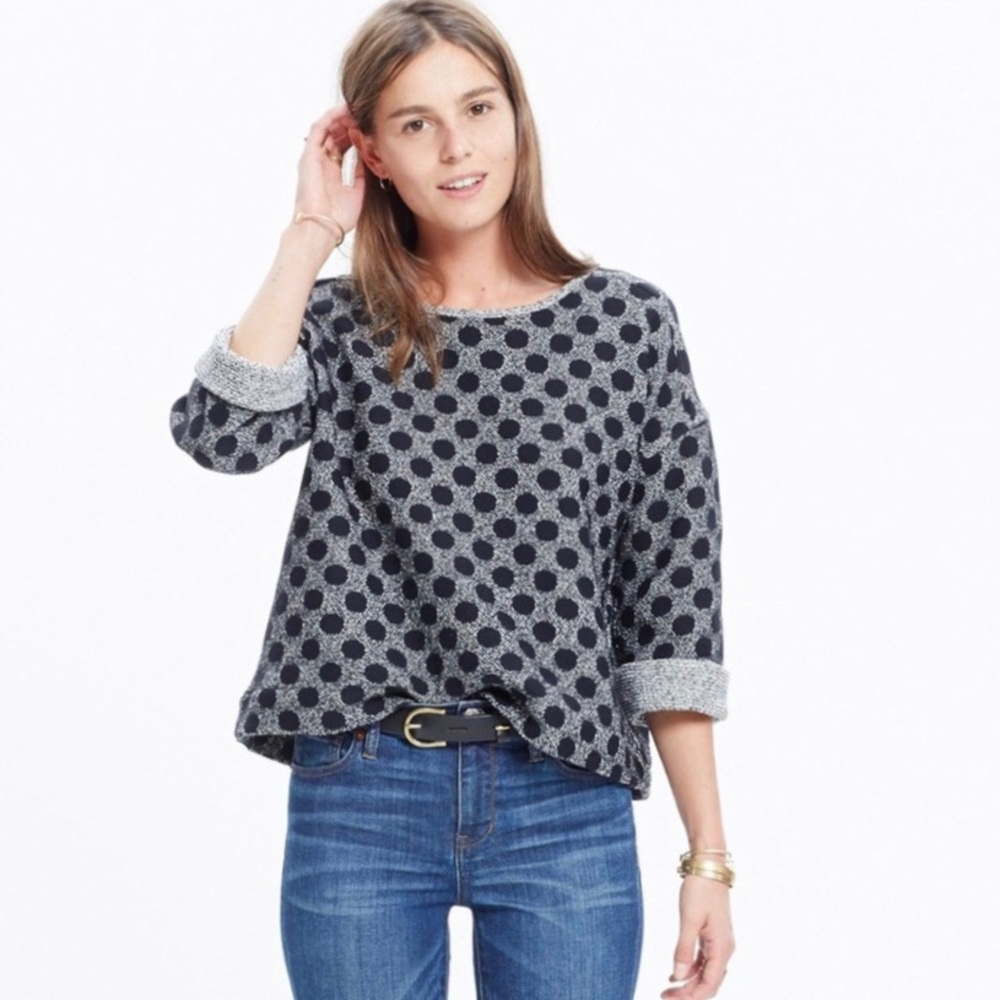 Madewell polka dot reversible pullover sweater